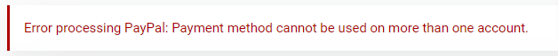 Error processing PayPal