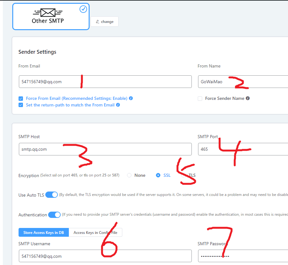 Configuration de base du SMTP