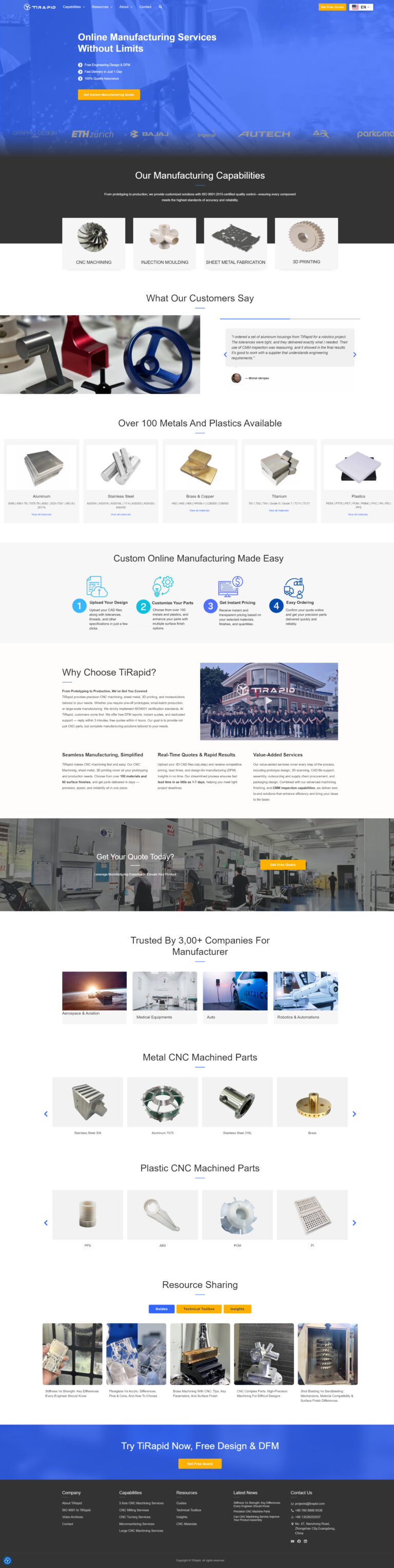 Online Manufacturing Services CNC Machining Part